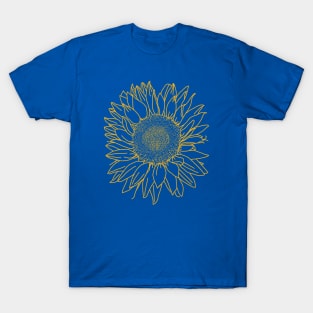 Sunflower Yellow Line Drawing T-Shirt